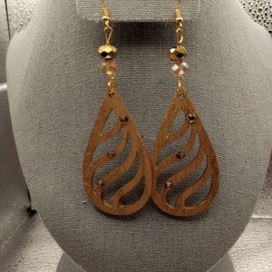 Wood gold earrings